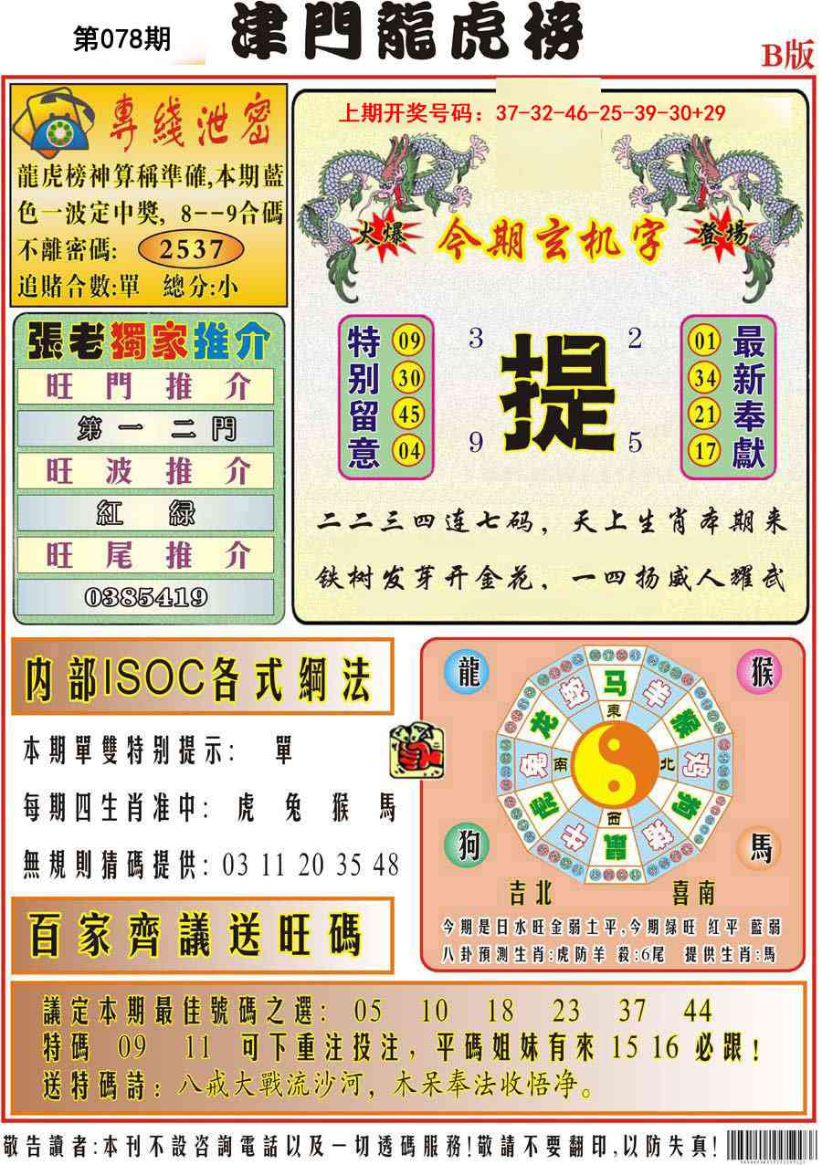 078期津门龙虎榜B[图]